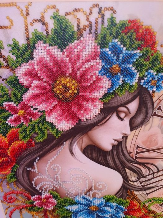 Tablou ceas cusut cu margele