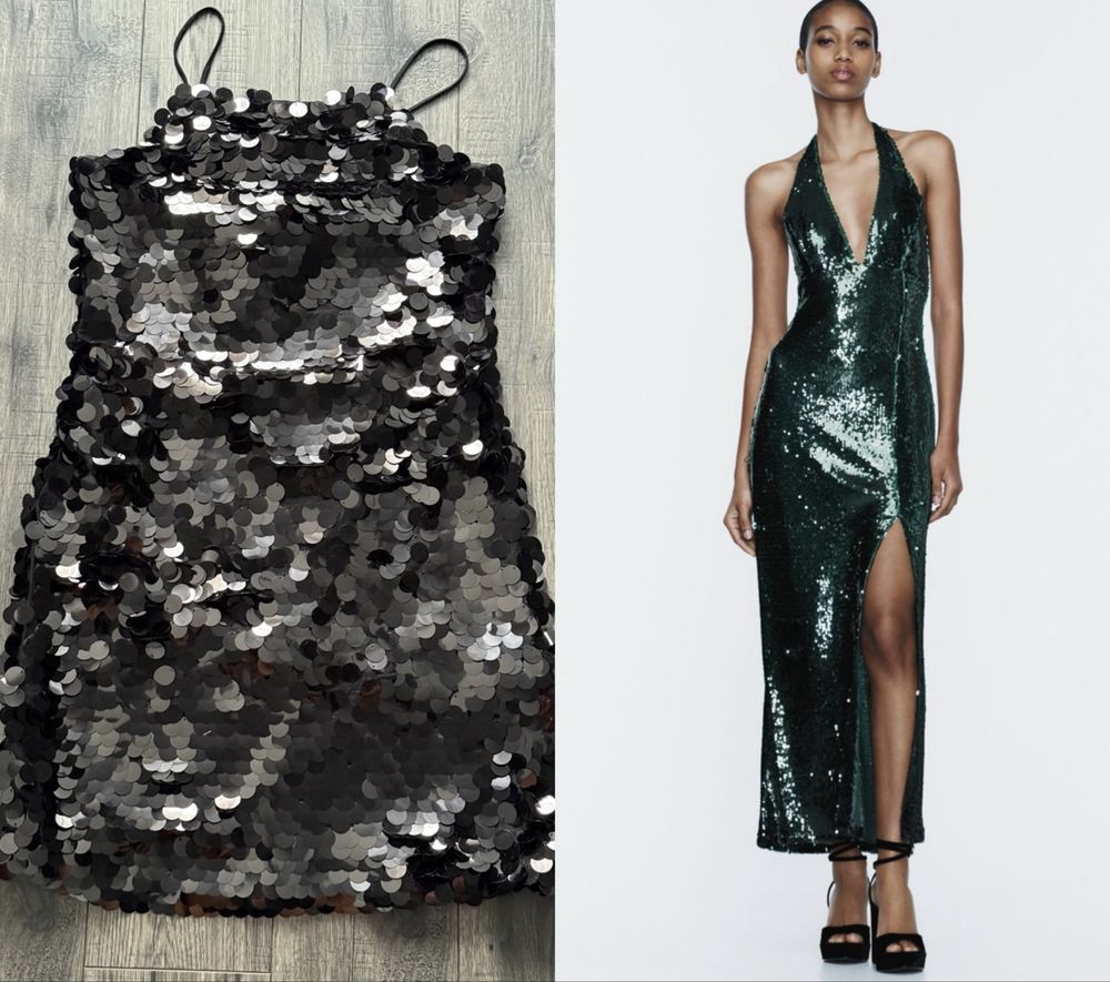 Рокля с пайети Zara и Vero Moda / S