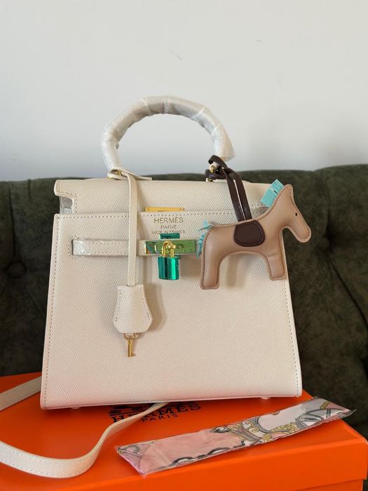 Geanta Hermes Kelly Crem 25cm ( in stoc )