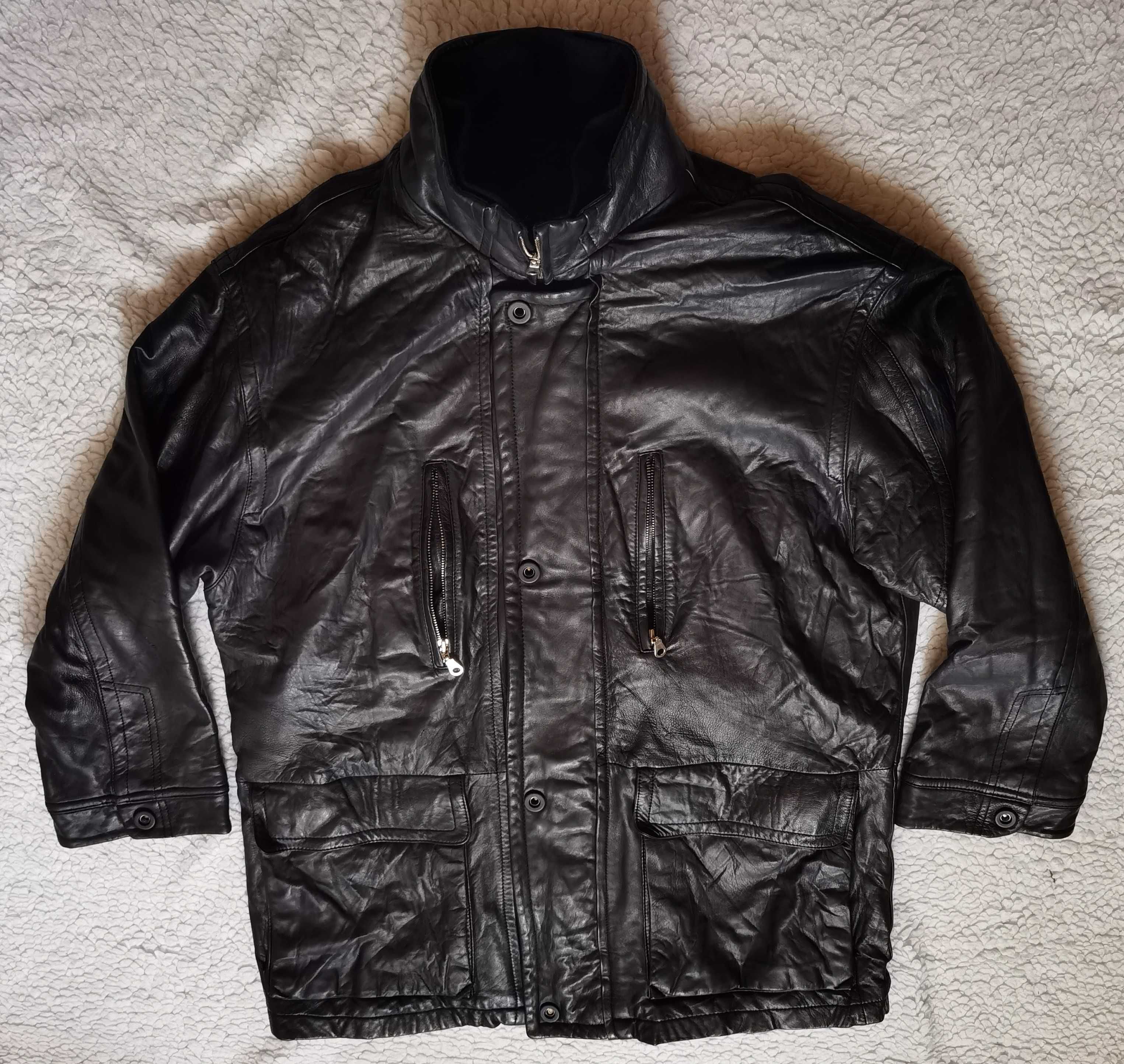 Jacheta neagra barbati piele 8 buzunare DANIEL HECHTER geaca strada