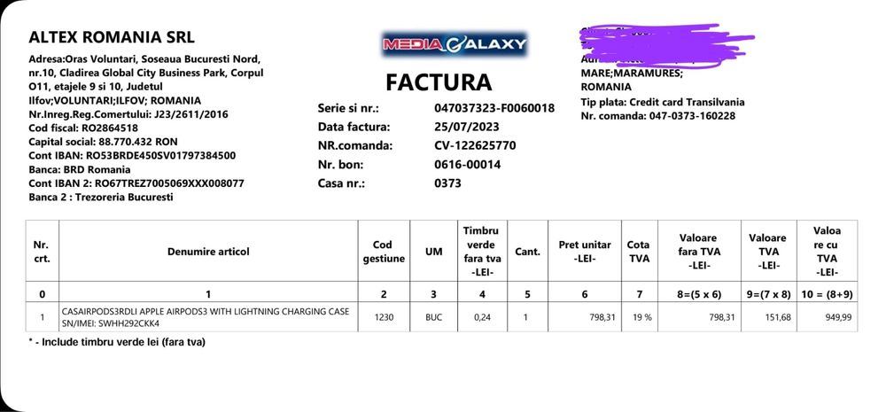 Casti Airpods 3.