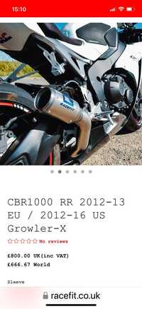 Evacuare / Toba  RACEFIT Honda CBR 1000RR 2012-2016  Originala