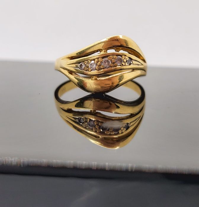 Inel din aur 14K cu 5 pietre semiprețioase albe – mărimea 56