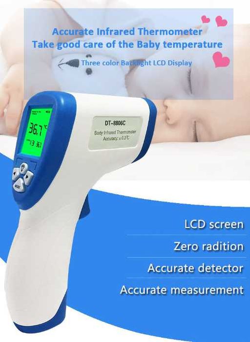 Электронный бесконтактный термометр/градусник (температура тела)