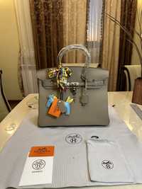 Geanta Hermes Birkin 35cm Gri Piele Accesorii Silver