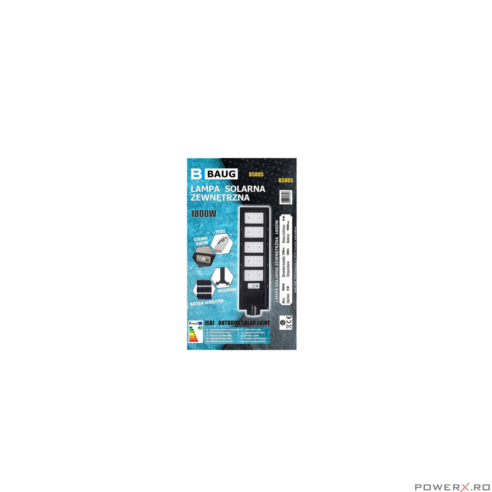 Lampa incarcare solara, pentru exterior, proiector 1800 W 2200 lm, cu