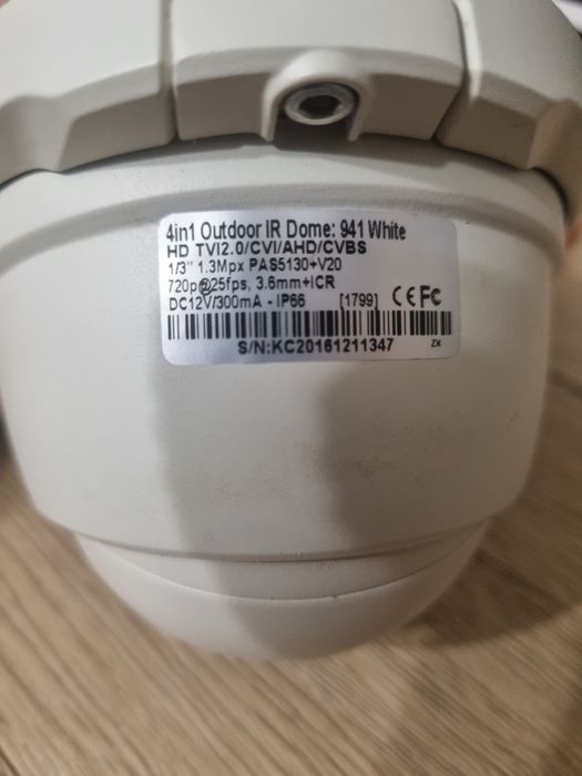 Camera de supraveghere 4 in 1 outdoor IR Dome 941 white hd tvi2.0/CVII