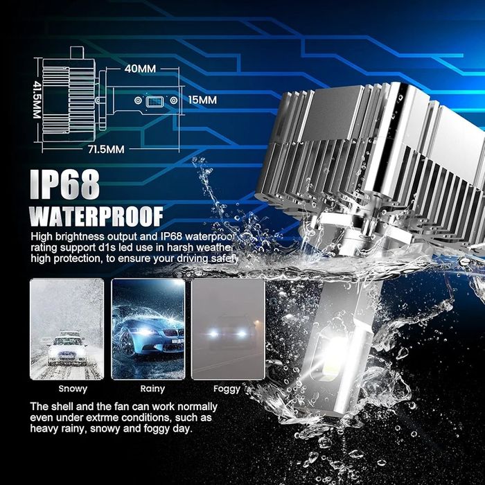 D3S LED крушки за фарове, 70W 10000LM AOLEADM, 6000К