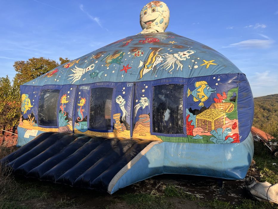 Надуваем батут 7м