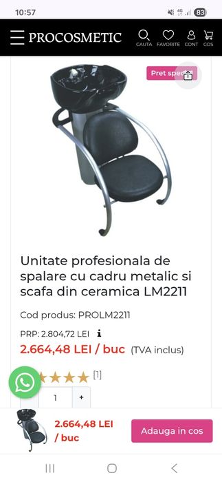 Unitate profesionala de spalare pentru salon