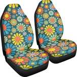 Set 2x huse de Scaun Auto – Model Abstract Hippie Floral, elastică