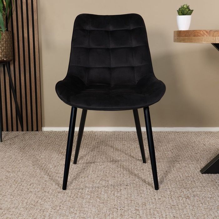 Set 4 scaune pentru bucatarie, tapiterie catifea, negru, 40x46x83cm