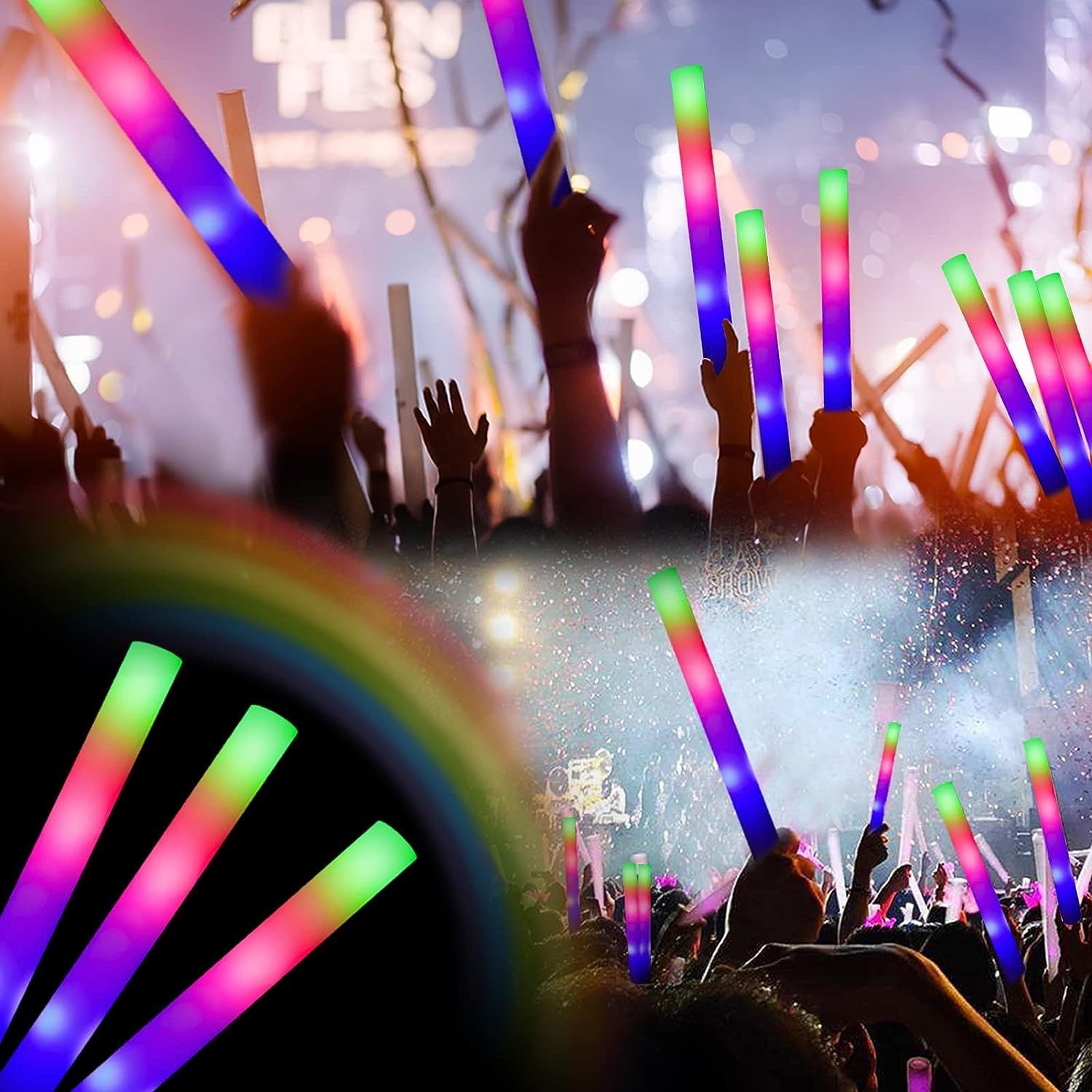 Baghete luminoase LED stick cu jocuri de lumini spuma party, nunta