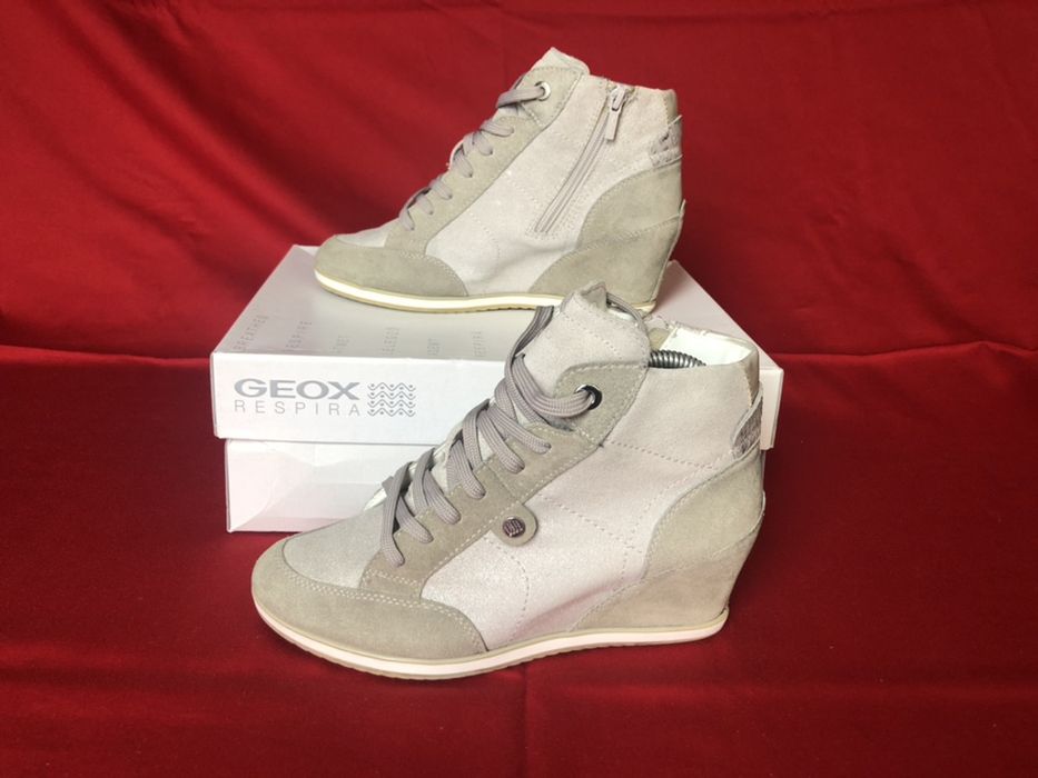 Pantofi tenisi/ adidas Geox piele gri-argintiu nr 38