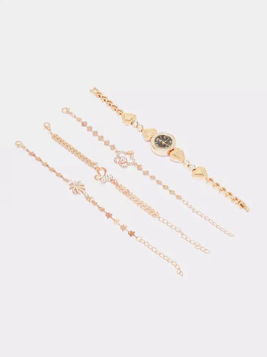 Ayollar uchun nafis soat va uchta bilaguzuklar to'plami