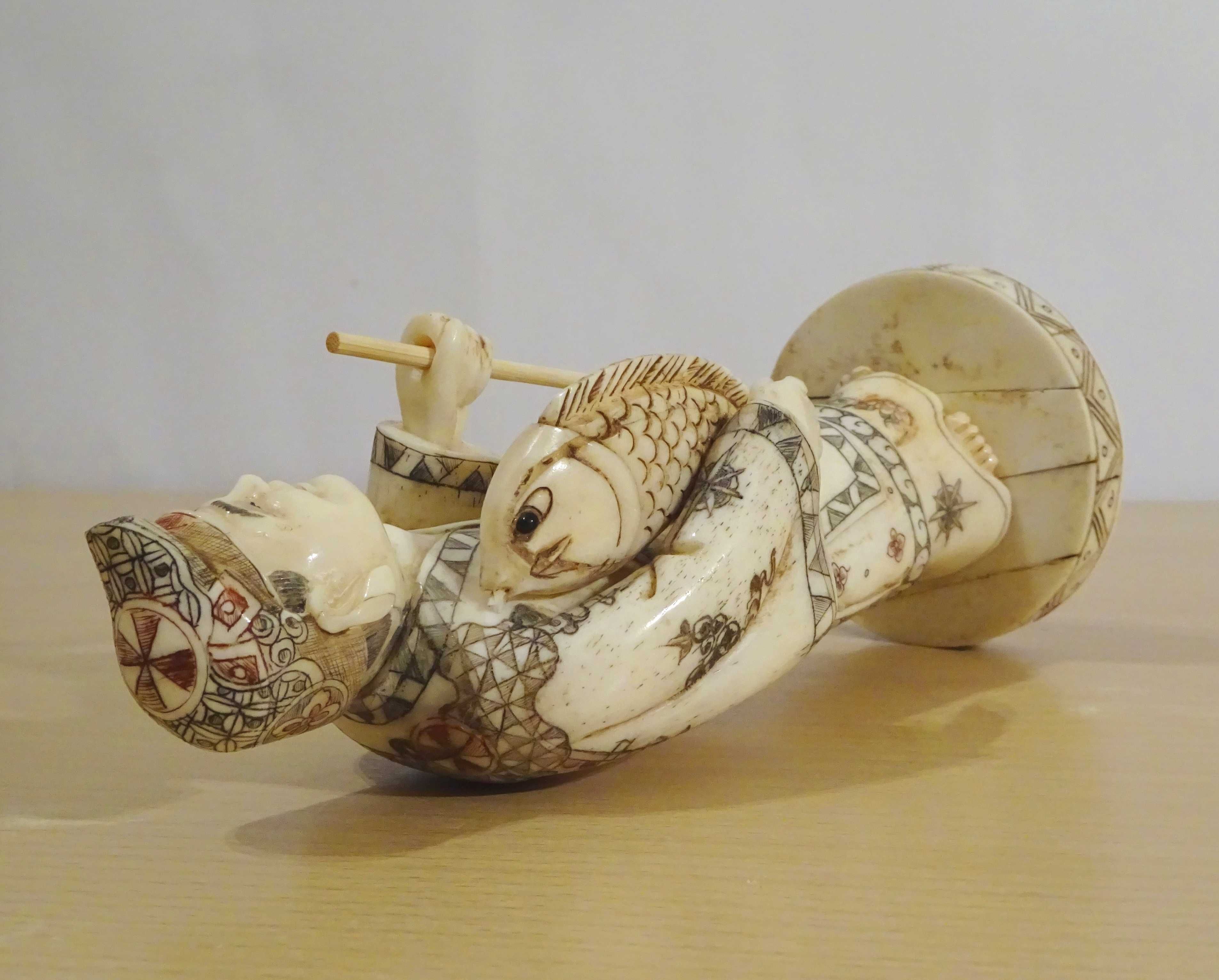 Statueta asiatica Feng Shui sculptata manual - Nobil cu Crapul norocos