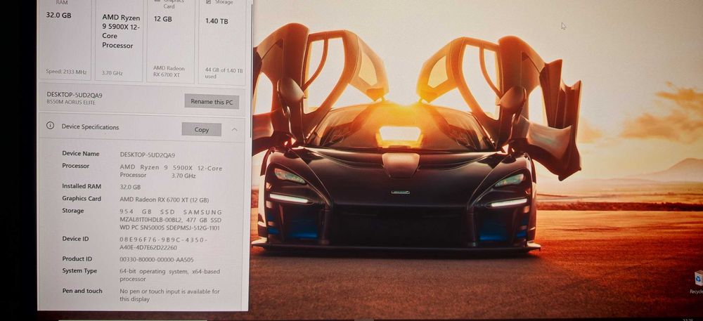 Геймърско PC Ryzen 9 5900X 12/24core/32Gb/1.5Gb SSD/RX 6700XT 12Gb/Гар