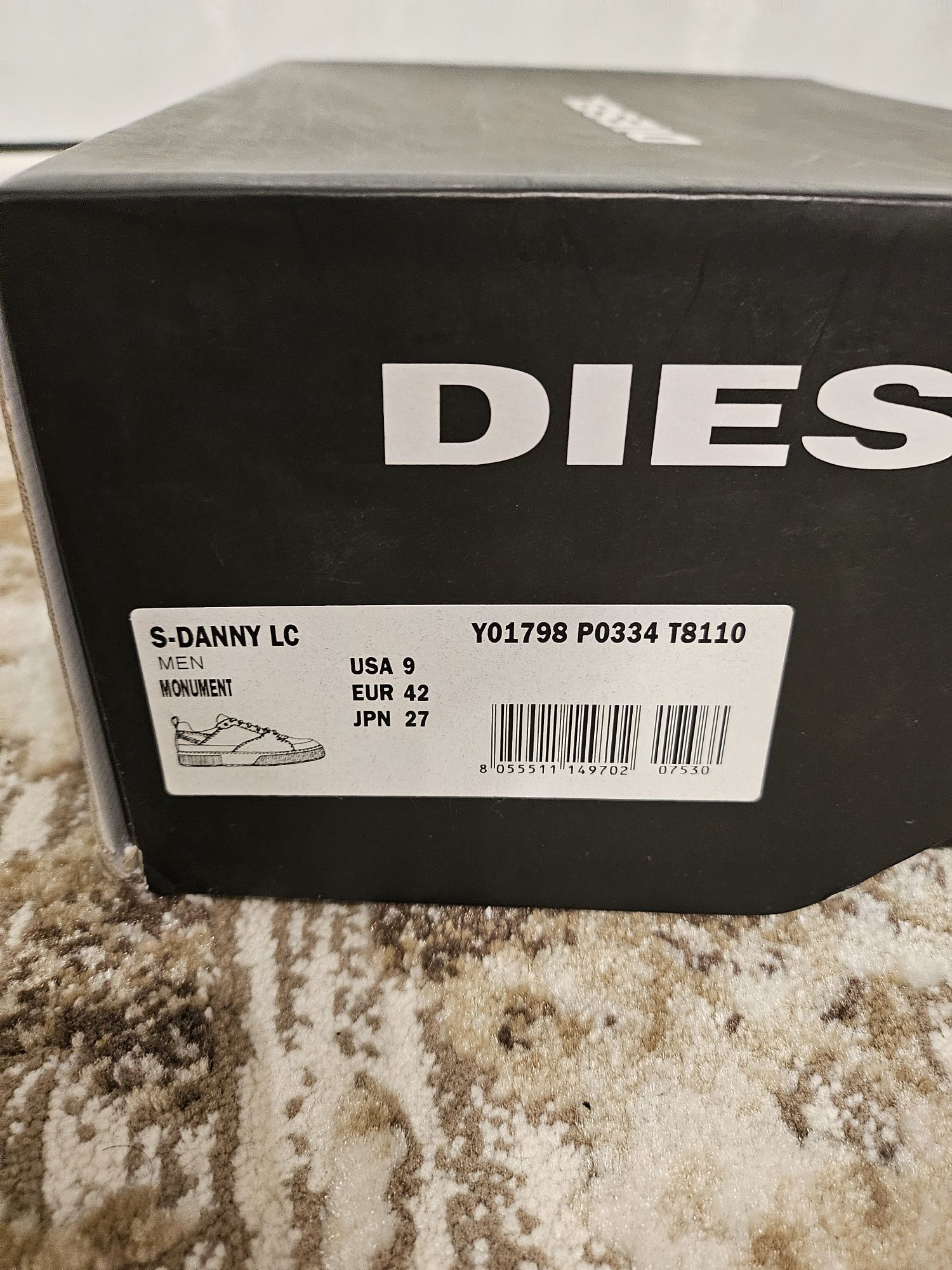 Pantofi sport de la Diesel, model S-Danny LC. Marimea 42, Gri Cenusiu