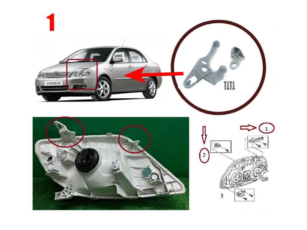 Kit reparatie urechi rupte far/faruri Toyota Corolla