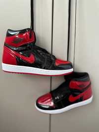Adidasi Nike AIR Jordan 1 Patent Bred High l Produs NOU Premiu