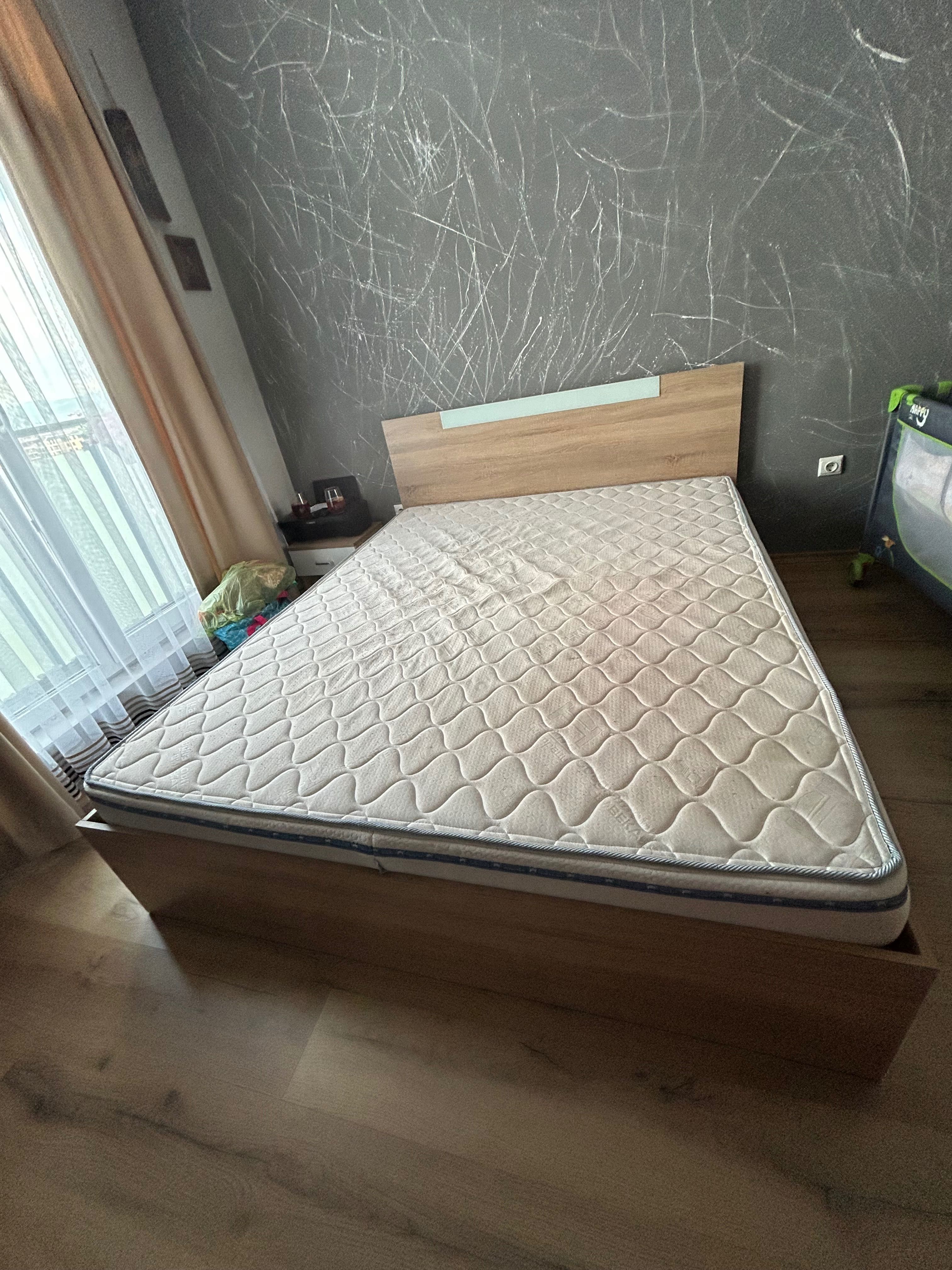 Спалня с чекмеджета за матрак 160/200 , дъб сонома + бял гланц