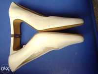 Pantofi dama noi piele alba The Shoe Tailor nunta ocazii nr39 extralat