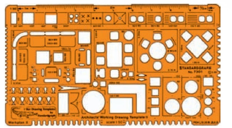 Шаблон архитектурен Ротринг/Стандардграф М 1:,50,100,20,200