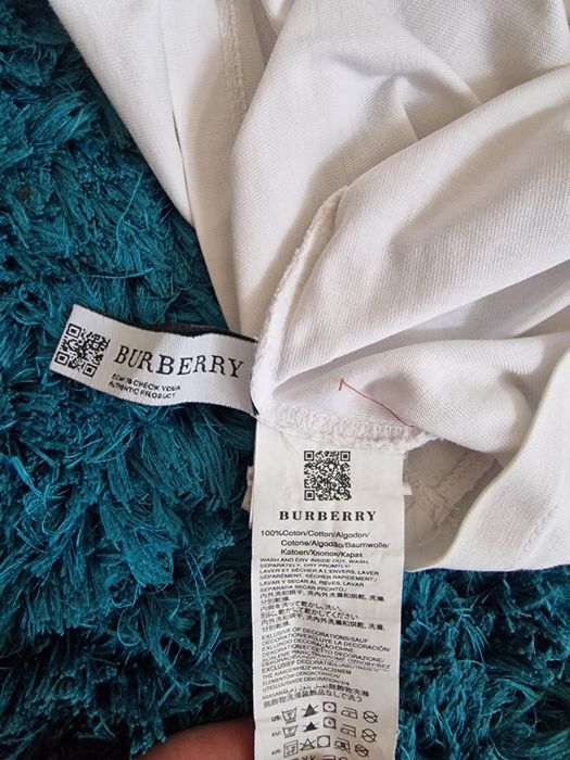 Tricou Burberry original alb cu logo TB (mărime S-M)
