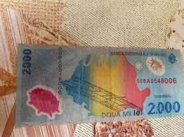 Bancnota 2000 lei (eclipsa) & monede 500 lei (an 1999)