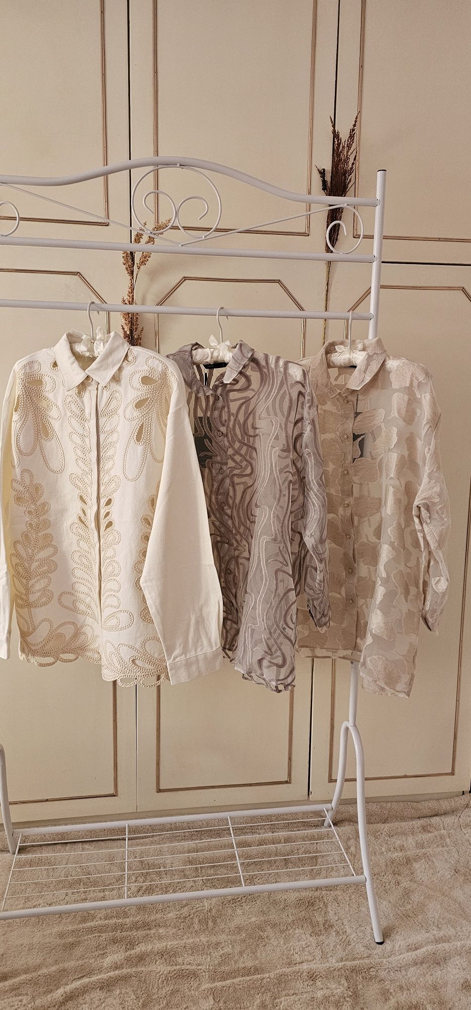 Лятна риза, прозрачна риза, бяла, бежова, сива