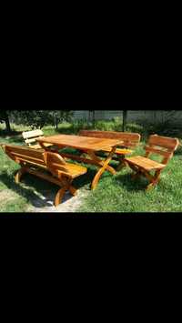 Set masa si banci de grădina din lemn