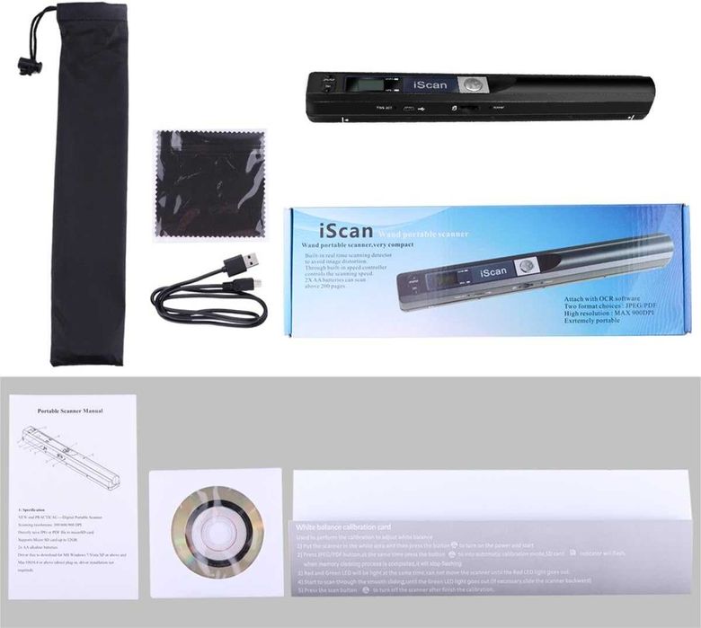 Scanner portabil A4, 900 dpi, scanare JPEG/PDF, gri,sigilat
