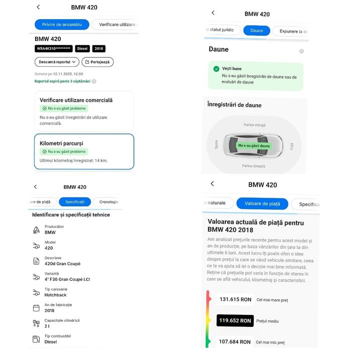 Bmw 420 D Gran Coupe / 190 Cp/ Faruri Led/ 3 Butoane/ Automată/ Euro 6