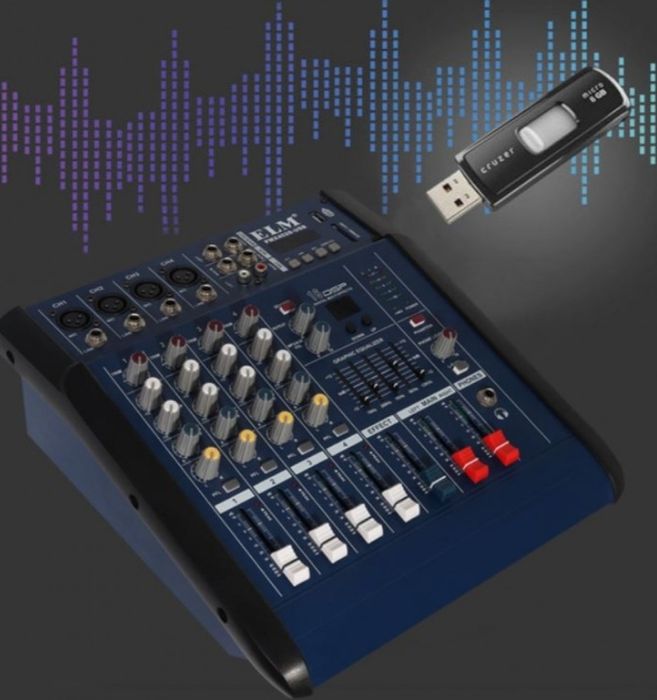 Mixer audio profesional WVGNR 4 Putere 2 x 50W 4canale BT USB MP3 16 e