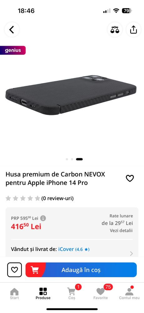 Husa din Carbon real NEVOX pentru Apple iPhone 14 Pro