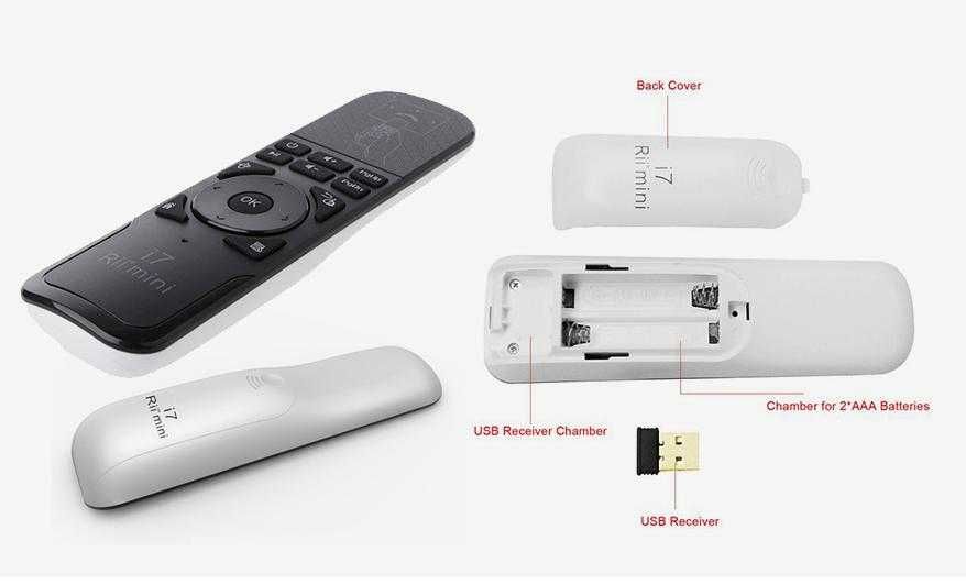 RiiI7 FlyAirMouse SmartTV ВъздушнаМишка Жироскоп TVBox PC MAC PS3 XBOX