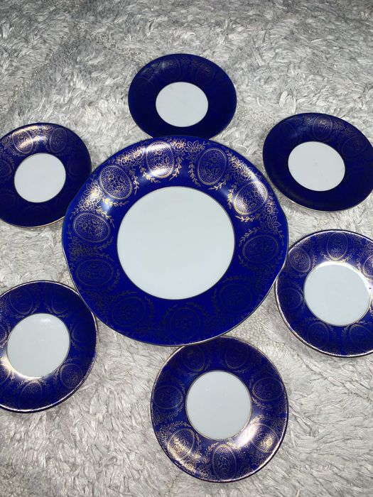 Set 6+1 farfurii portelan fin Winterling Schwarzenbach Bavaria camping