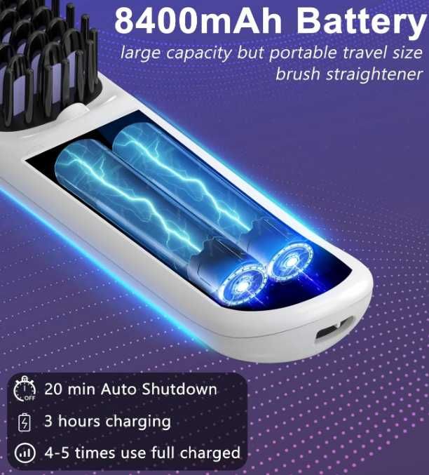 Безжична четка за изправяне на коса - преносим 8400mAh