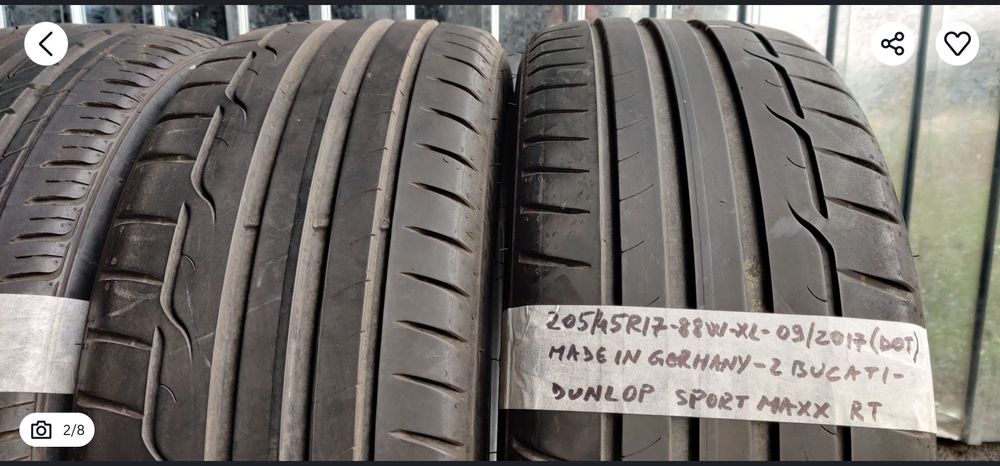 205/45 R17 - Dunlop de vara - 6.7mm! - doua anvelope !