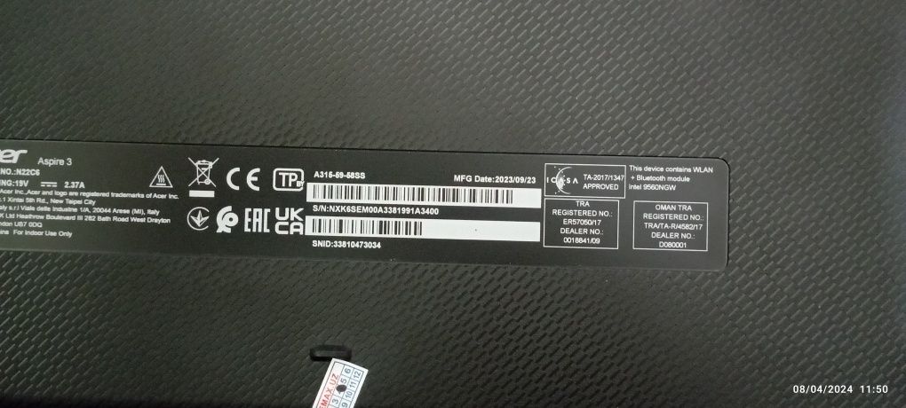 Acer Aspire3 noutbuk