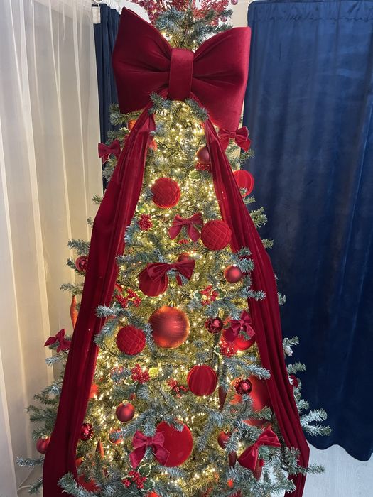 Funda Catifea rosie Brad Craciun