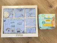 Бебешки комплект за изписване 10 части Zipir + Pampers 1 (24бр)