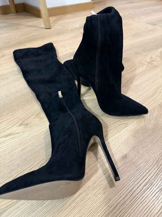 Cizme lungi penste genunchi negre 37