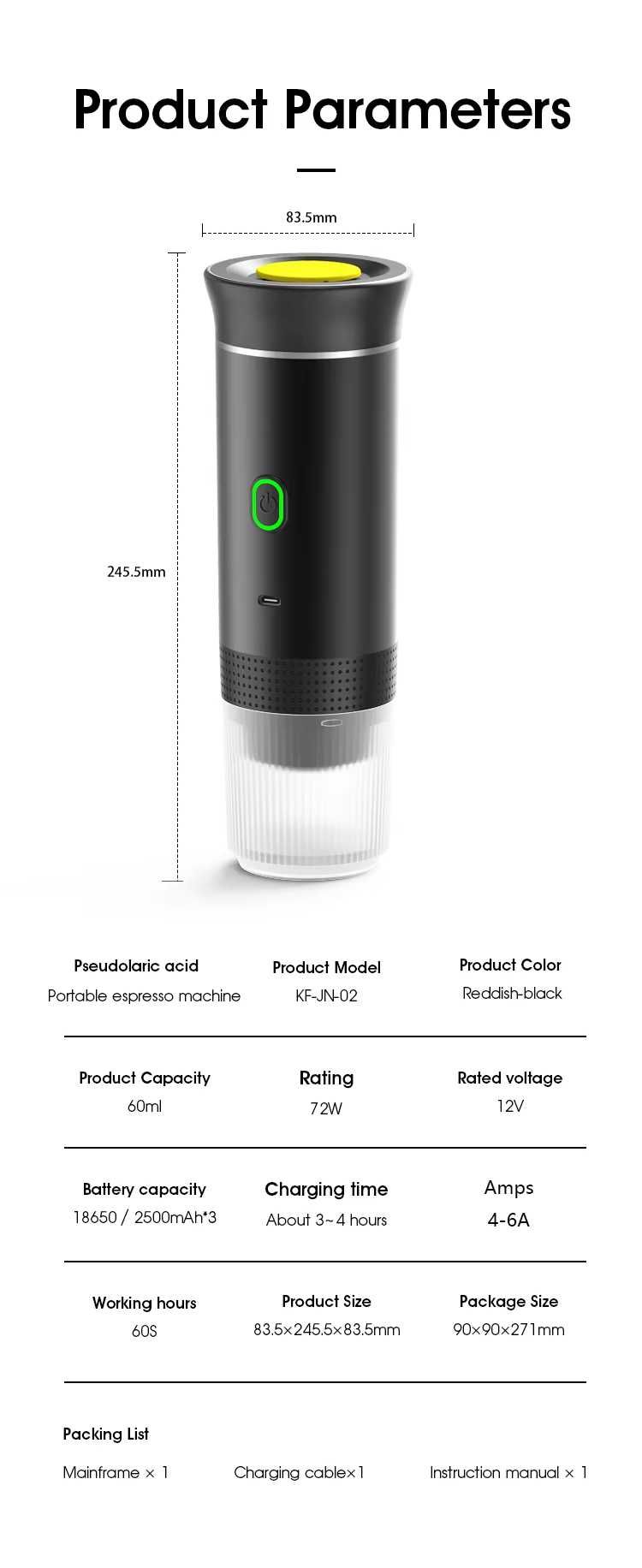Aparat de cafea espressor portabil electric,  3 în 1, NOU