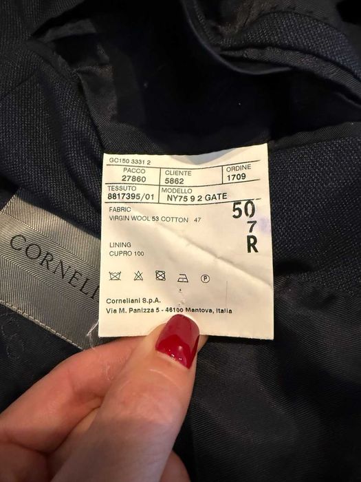 Костюм CORNELIANI , цвят тъмно син, размер 50 , 53% вълна 47 %  памук,