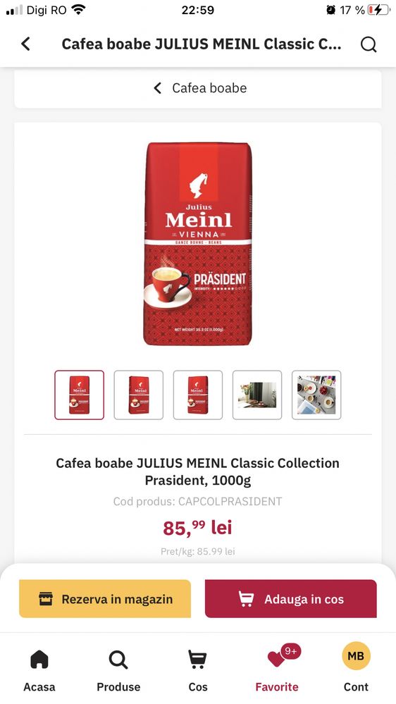 Cafea boabe JULIUS MEINL Classic Collection Prasident, 1 kg