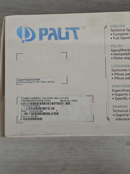 Placa Video nVidia RTX 3080ti 12gb Palit GameRock