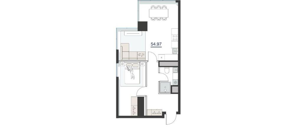 Срочно продаётся квартира 54,97 м2 в Nest One 2/5/23