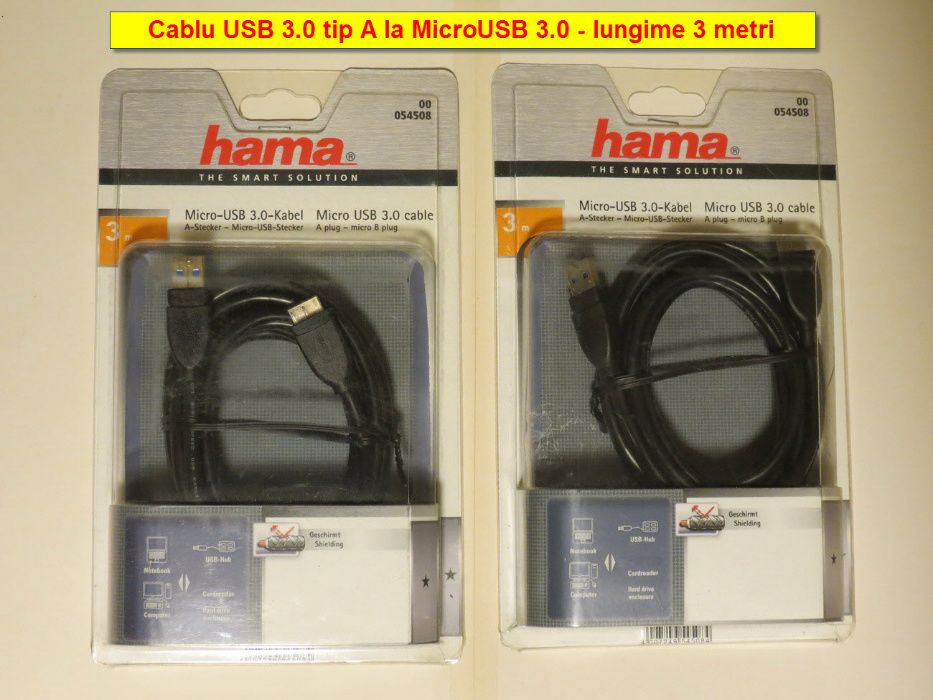 Cablu USB 3.0 - MicroUSB 3.0 dublu ecranat Hama - 3m lungime