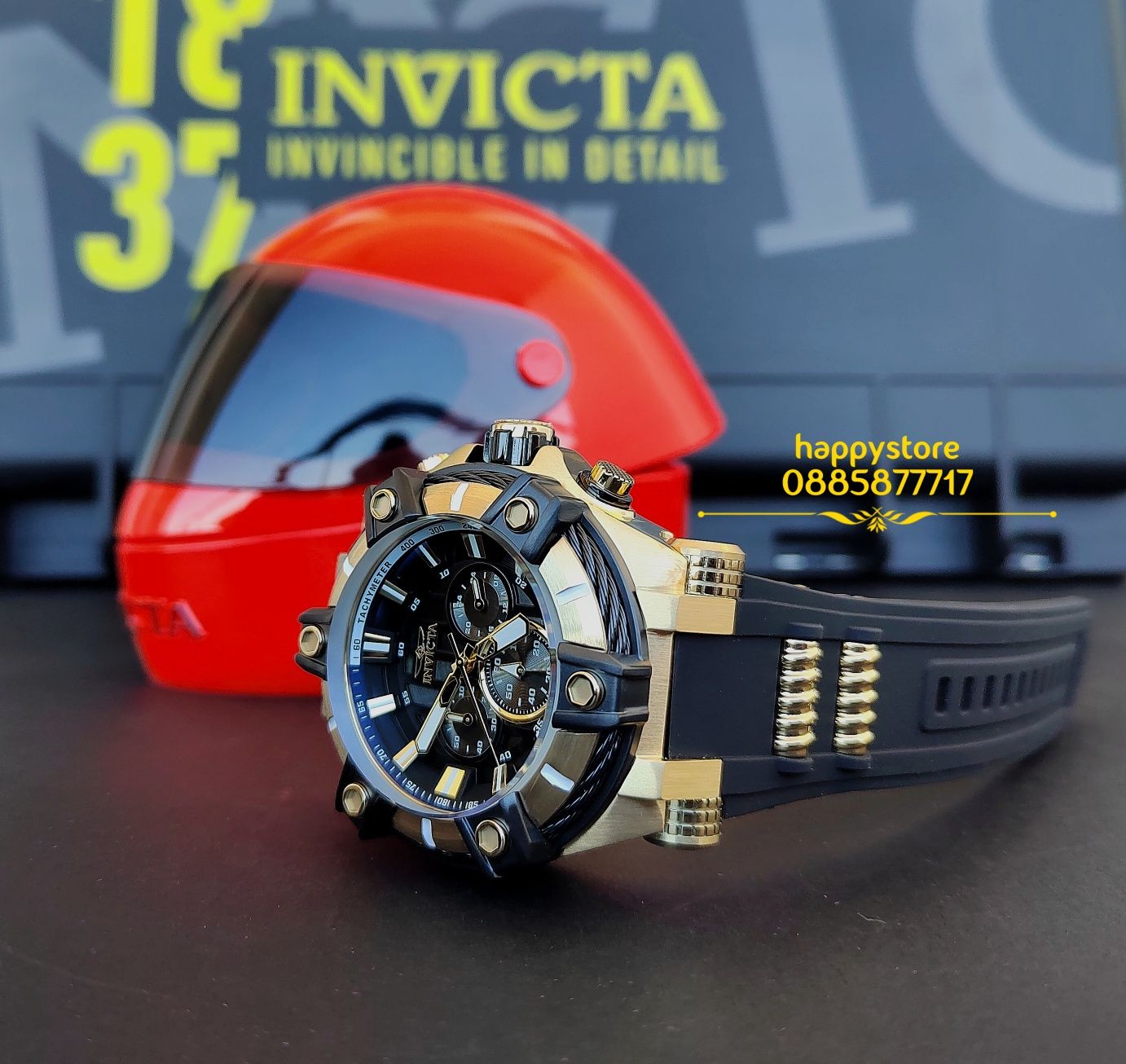 часовник INVICTA Gunmetal Gold 52 mm, Инвикта нов